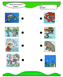 Resim ile Parçasını Eşleştir Çalışma Sayfaları